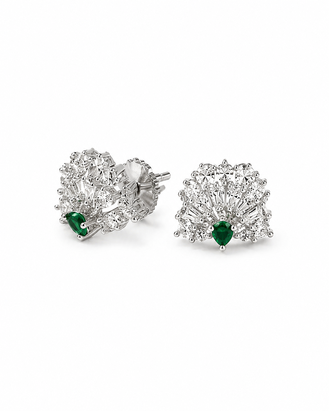 Emerald Mayura Crystal Stud Earrings