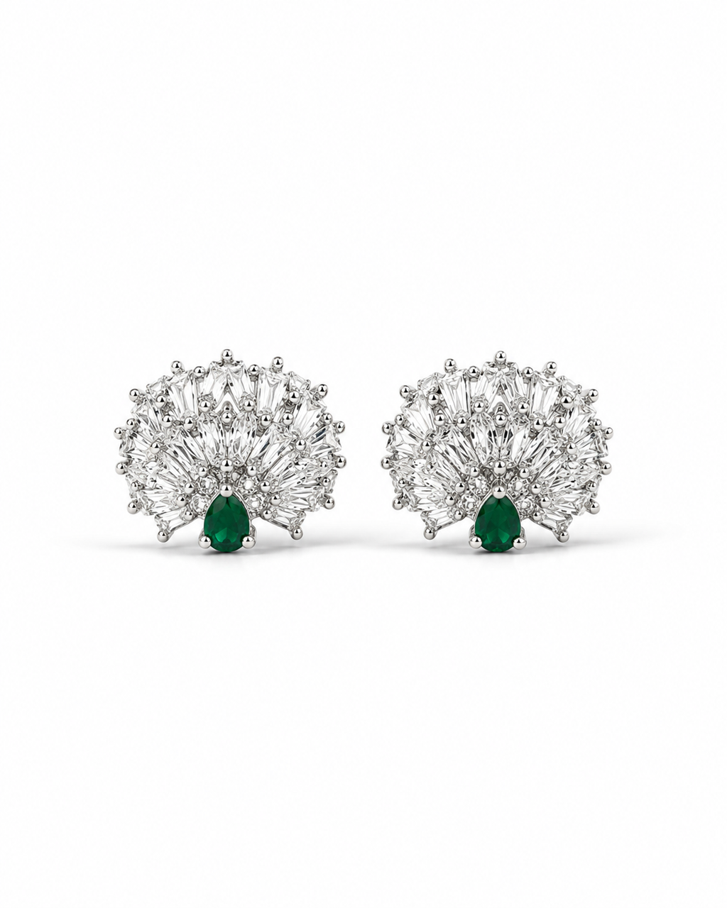 Emerald Mayura Crystal Stud Earrings