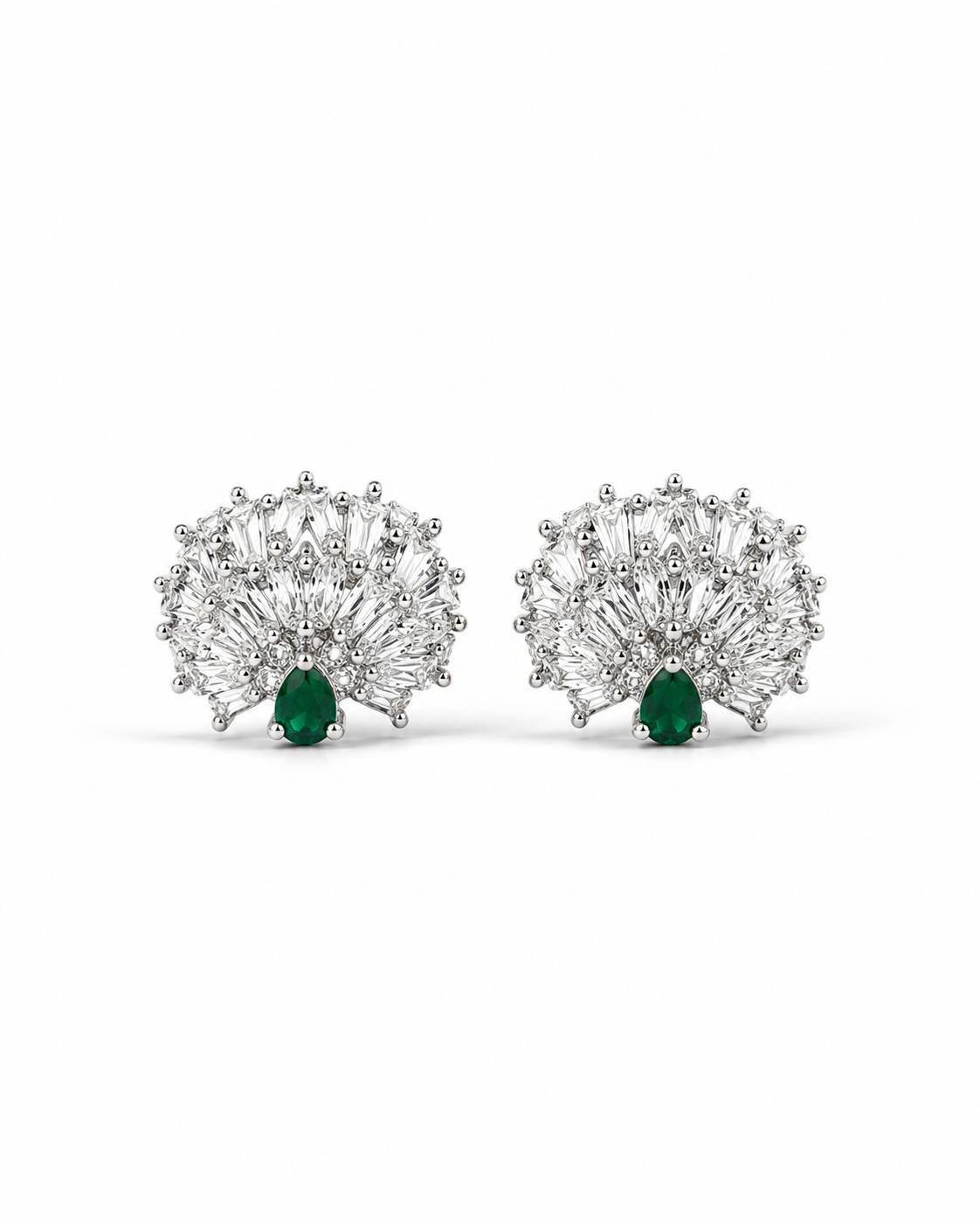 Emerald Mayura Crystal Stud Earrings