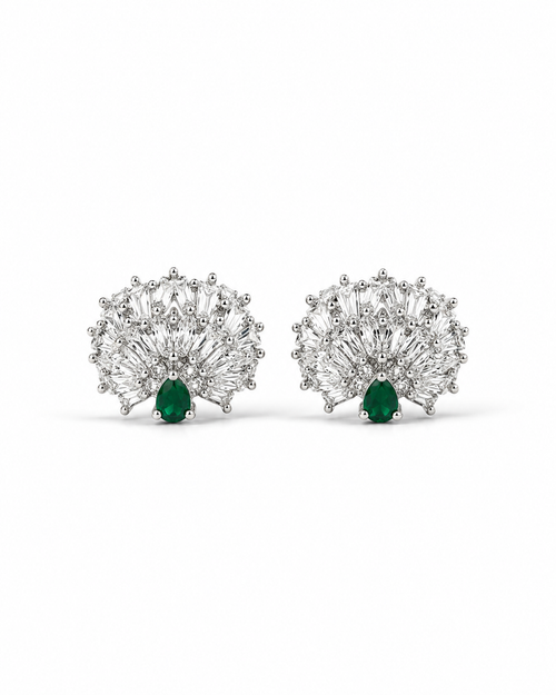 Emerald Mayura Crystal Stud Earrings