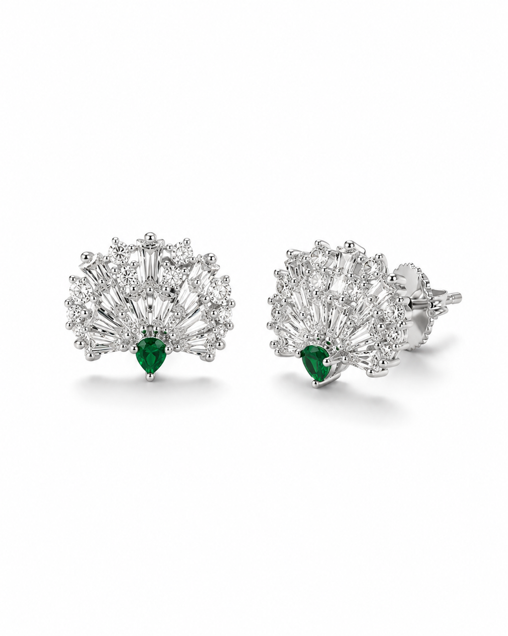 Emerald Mayura Crystal Stud Earrings